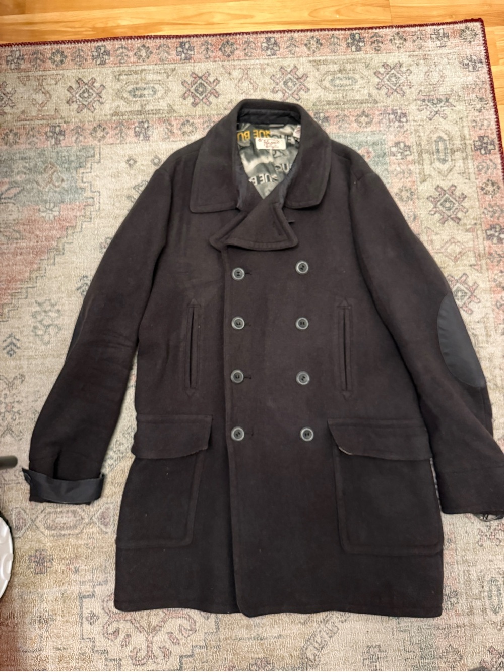 Men's Original Penguin Heavy Wool Peacoat Coat w/ Graphic Lining